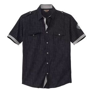 Atlas For Men Mens Checked Poplin Pilot Shirt / Black